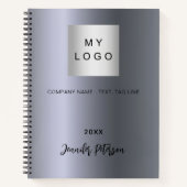 Carnet Nom du logo de l'entreprise argenté (Devant)