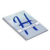 Carnet Nom du monogramme Aquarelle bleue (Côté Droit)