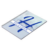 Carnet Nom du monogramme Aquarelle bleue (Côté gauche)