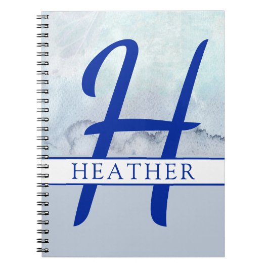 Carnet Nom du monogramme Aquarelle bleue (Devant)
