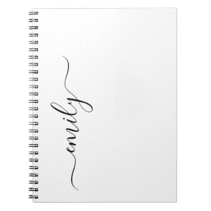 Carnet Nom du monogramme blanc noir moderne