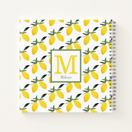 Carnet Nom du monogramme citron (Dos)