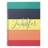 Carnet Nom du monogramme de bande de bloc couleur arc-en- (Devant)