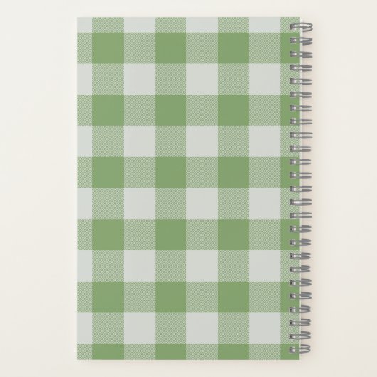 Carnet Nom du monogramme de contrôle du bison vert mou (Verso)