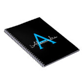Carnet Nom du monogramme de la fille en noir bleu (Côté Droit)