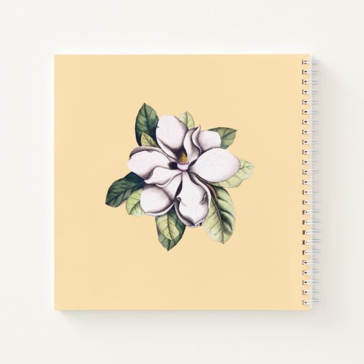 Carnet Nom du monogramme de la fleur de Magnolia (Dos)