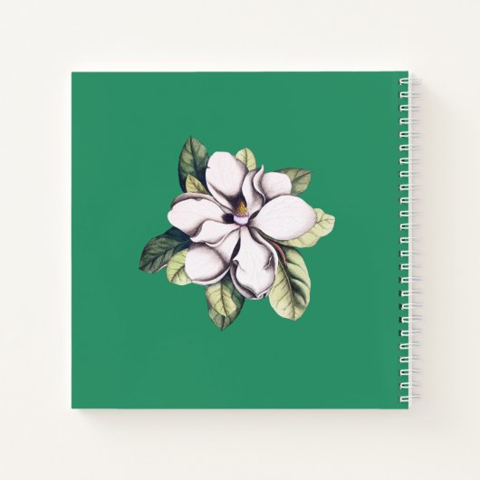 Carnet Nom du monogramme de la fleur de Magnolia (Dos)