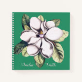 Carnet Nom du monogramme de la fleur de Magnolia (Devant)