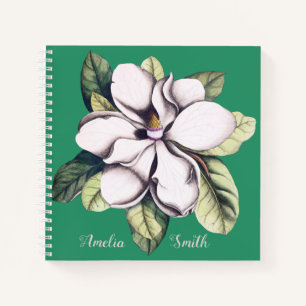 Carnet Nom du monogramme de la fleur de Magnolia