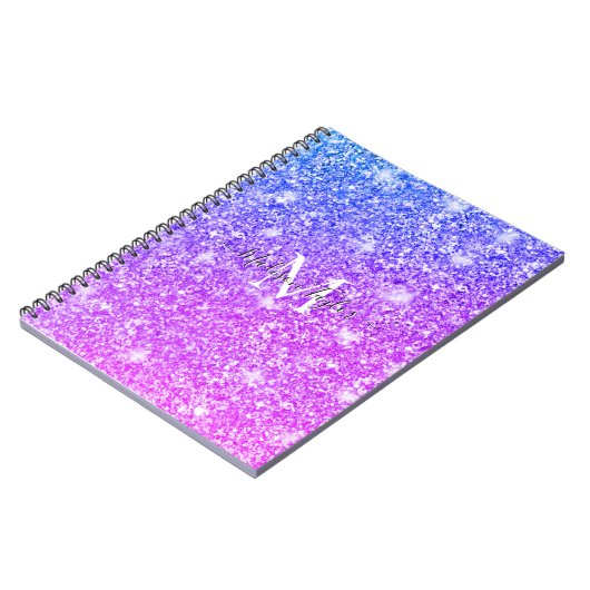 Carnet Nom du monogramme de la Parties scintillant rose e (Côté gauche)