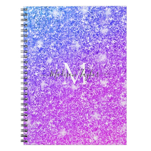 Carnet Nom du monogramme de la Parties scintillant rose e (Devant)