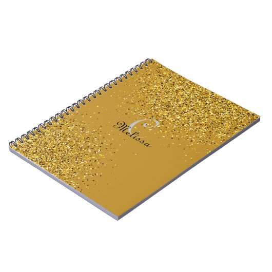 Carnet Nom du monogramme de Parties scintillant Gold Faux (Côté gauche)