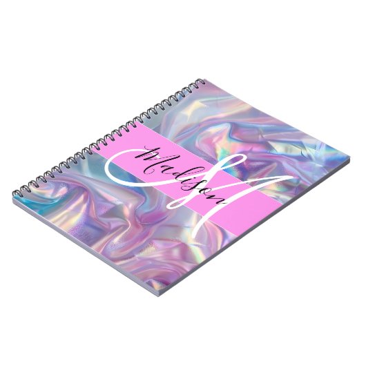 Carnet Nom du monogramme d'iridescendance rose-fille (Côté gauche)