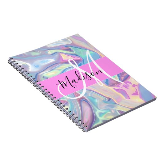 Carnet Nom du monogramme d'iridescendance rose-fille (Côté Droit)