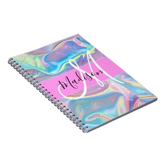 Carnet Nom du monogramme d'iridescendance rose-fille (Côté Droit)