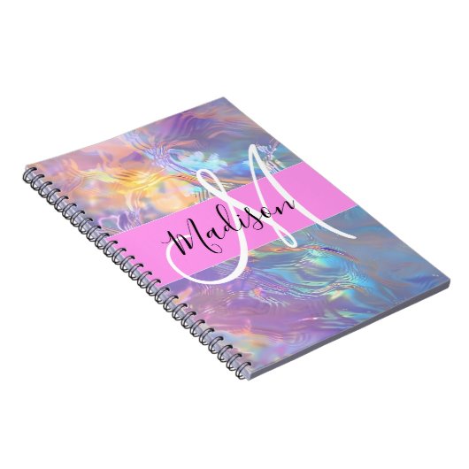 Carnet Nom du monogramme d'iridescendance rose-fille (Côté Droit)