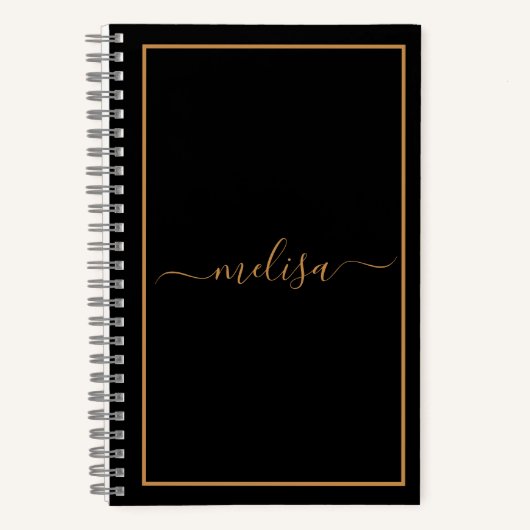 Carnet Nom du monogramme d'or noir   (Recto)