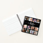 Carnet Nom du monogramme du collage photo noir (Intérieur)