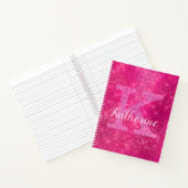 Carnet Nom du monogramme étincelant brillant rose-chaud (Intérieur)