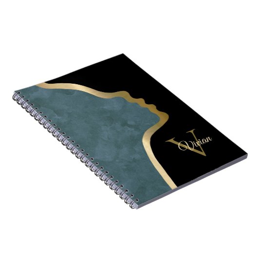 Carnet Nom Du Monogramme Face Noir Et Or (Côté Droit)