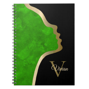 Carnet Nom Du Monogramme Face Noir Et Or