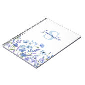 Carnet Nom du monogramme floral bleu (Côté gauche)