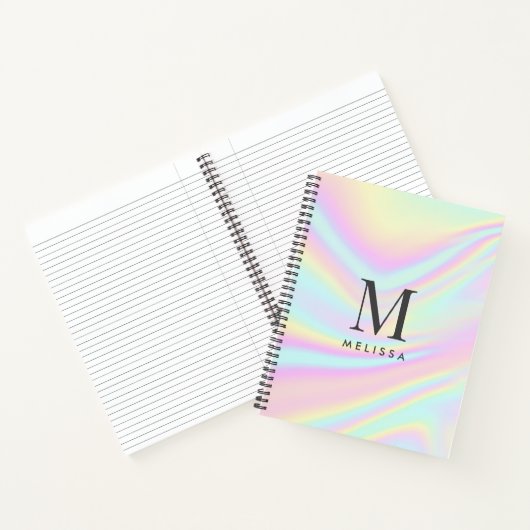 Carnet Nom du monogramme holographique esthétique (Intérieur)