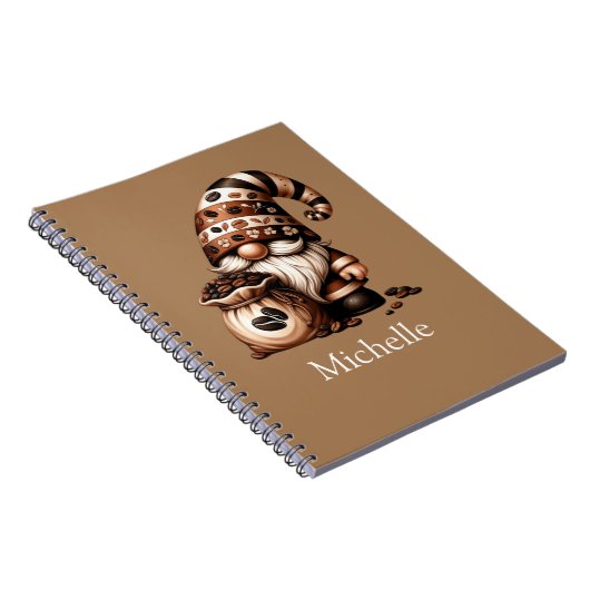 Carnet Nom du monogramme Initiales café Gnome blanc Brown (Côté Droit)