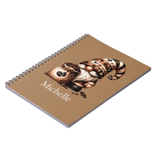 Carnet Nom du monogramme Initiales café Gnome blanc Brown (Côté gauche)