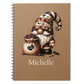 Carnet Nom du monogramme Initiales café Gnome blanc Brown (Devant)