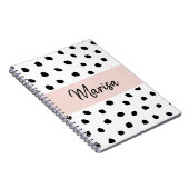 Carnet Nom du monogramme moderne | Points rose et noir Pa (Côté Droit)