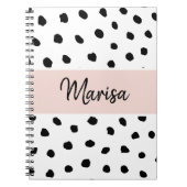 Carnet Nom du monogramme moderne | Points rose et noir Pa (Devant)