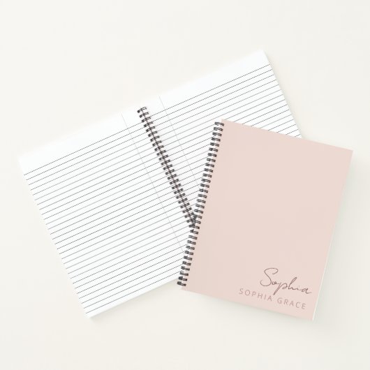 Carnet Nom du monogramme moderne rose-blanc customisé (Intérieur)