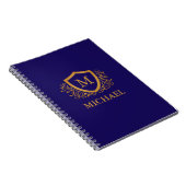 Carnet Nom du monogramme personnalisé bleu et or de la ma (Côté Droit)