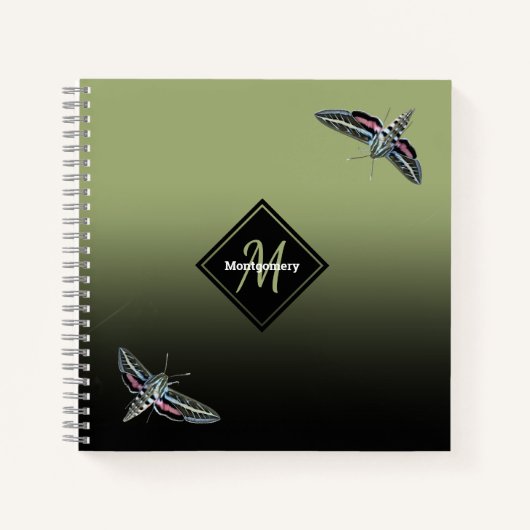 Carnet Nom du monogramme personnalisé Green Ombre Sphinx  (Devant)