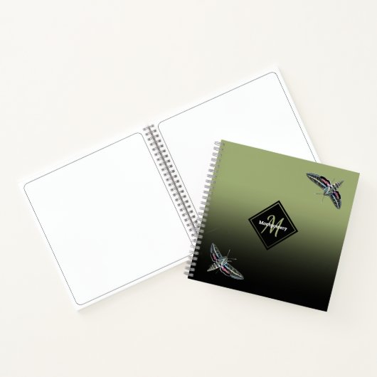 Carnet Nom du monogramme personnalisé Green Ombre Sphinx (Intérieur)