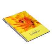 Carnet Nom du monogramme personnalisé Orange Jaune Dahlia (Côté Droit)