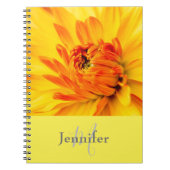 Carnet Nom du monogramme personnalisé Orange Jaune Dahlia (Devant)