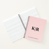 Carnet Nom du monogramme personnalisé rose pâle (Intérieur)