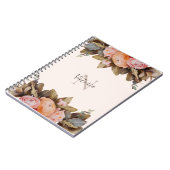 Carnet Nom du monogramme personnel Floral Rose (Côté gauche)