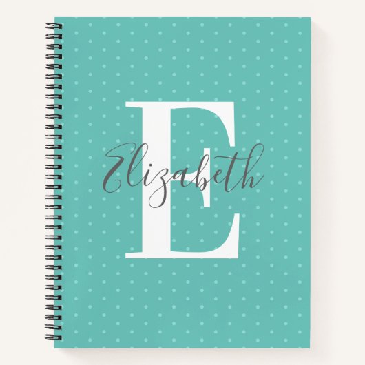 Carnet Nom du monogramme Polka Dot Turquoise Girl (Devant)