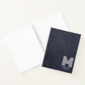 Carnet Nom du monogramme professionnel en cuir bleu (Intérieur)