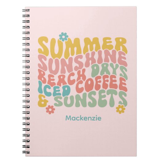 Carnet Nom du monogramme rose d'été Super (Devant)