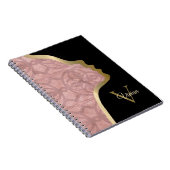 Carnet Nom Du Monogramme Rose Noir Et Or (Côté Droit)