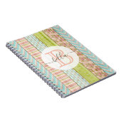 Carnet Nom du monogramme Roses de Shabby sur le chalet ru (Côté Droit)