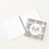 Carnet Nom du monogramme Sage initial Dusty Pink Plaid (Intérieur)