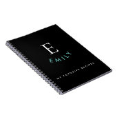 Carnet Nom du monogramme Texte blanc Turquoise Recette no (Côté Droit)