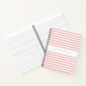 Carnet Nom du Motif à rayures blanches et roses molles (Intérieur)