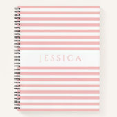 Carnet Nom du Motif à rayures blanches et roses molles (Devant)