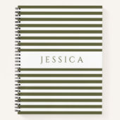 Carnet Nom du Motif à rayures vert et blanc d'olive (Devant)